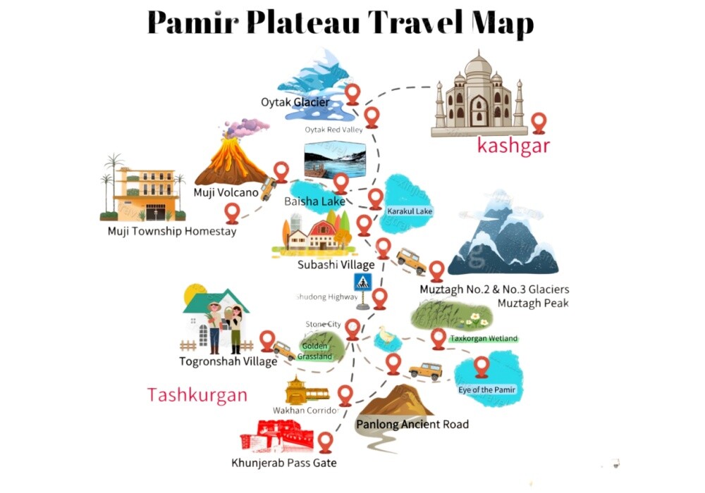 Pamir Plateau Travel Map